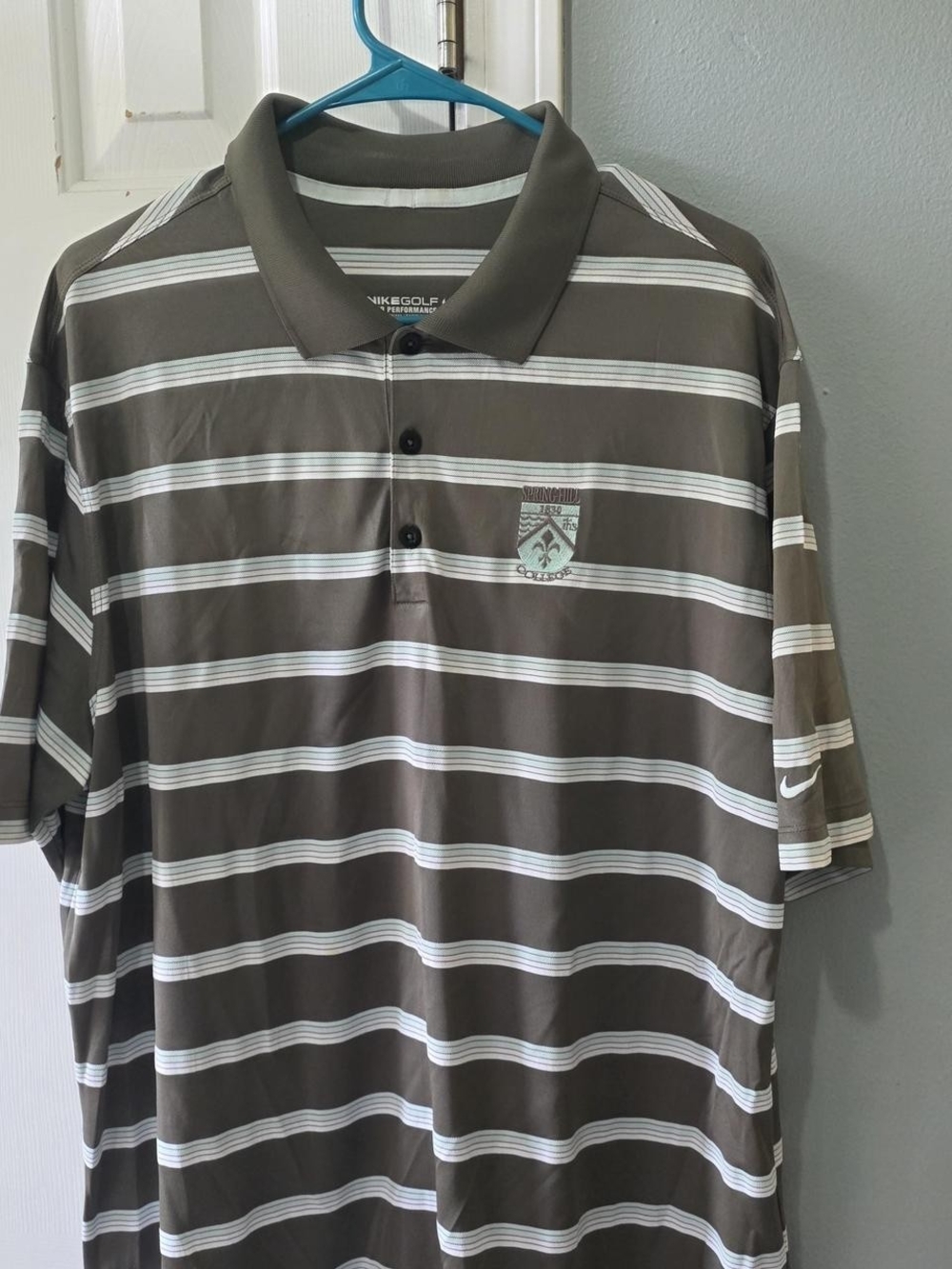 Nike Men's Brown & White Striped Golf Polo